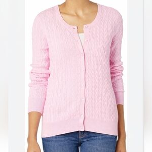 Amazon Essentials Pink Cable Knit Cardigan Button Up M